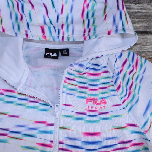 Fila Sport Colorful 1/4 Zip Hoodie Size Large 14 - Picture 3 of 4